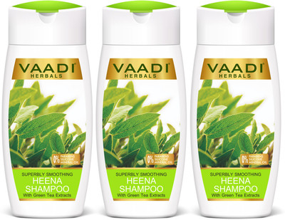 vaadi Herbals Superbly Smoothing Heena Shampoo With Green Tea Extracts (110 ml x 3)(330 ml)