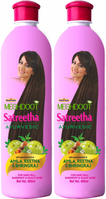 MEGHDOOT Ayurvedic Satreetha Shampoo for Dandruff and Scalp Acne, 400ml Each, Pack of 2(800 ml)