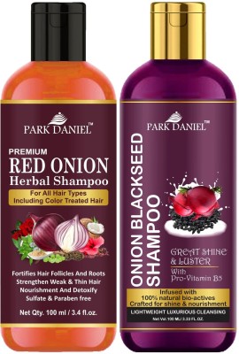 PARK DANIEL Red Onion Shampoo & Onion Blackseed Shampoo Combo Pack Of 2 bottle of 100 ml(200 ml)(200 ml)