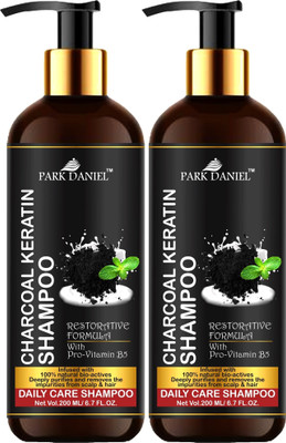 PARK DANIEL Premium Charcoal Keratin Shampoo - An Daily Care Shampoo Combo Pack 2 Bottle of 200 ml(400 ml)(400 ml)