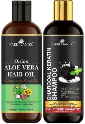 PARK DANIEL Premium Aloe Vera Oil & Activated Charcoal Shampoo Combo Pack Of 2 bottle of 100 ml(200 ml)(200 ml)