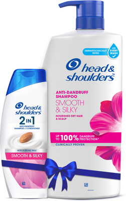 HEAD & SHOULDERS Dandruff Care Pack, Smooth & Silky 1 L Shampoo & 2in1 180ml Shampoo+Conditioner(1180 ml)
