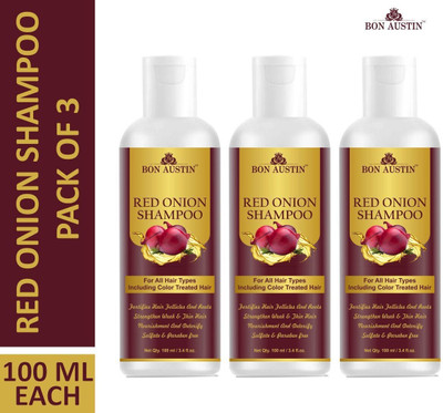 Bon Austin Premium Red Onion Shampoo-For Hair Growth & Anti Hair Fall Combo pack of 3 bottles of 100 ml(300 ml)(300 ml)