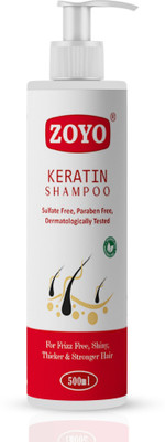 zoyo Keratin Shampoo for Frizz-Free, Shiny, Thicker & Stronger Hair- 500ML(500 ml)