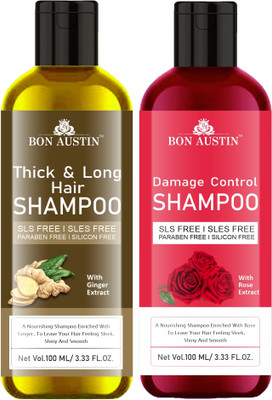 Bon Austin Thick & Long Hair Shampoo With Ginger & Damage Control Shampoo Pack 2 of 100ML(200 ml)