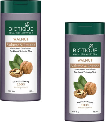 BIOTIQUE Walnut Volume & Bounce Shampoo - 180ml (Pack of 2)(360 ml)