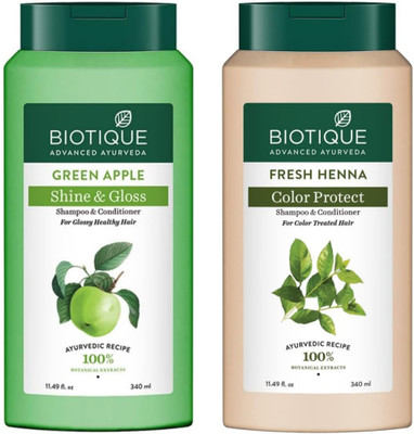 BIOTIQUE Shampoo 340 ML - Green Apple & Fresh Henna(680 ml)