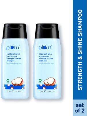 Plum Coconut Milk & Peptides shampoo, Strong, Shiny Hair, SLS paraben free, Pack of 2(150 ml)