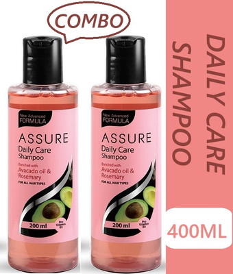 ASSURE Daily Care Shampoo, Enriched With Avocado& Rosemary Pack 2(400 ml)