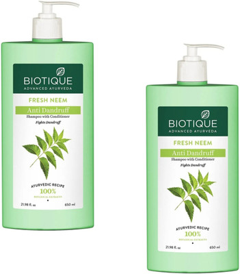 BIOTIQUE Fresh Neem Anti Dandruff Shampoo - 650ML (Pack of 2)(1300 ml)