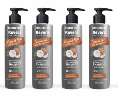 Bronxton Revera coconut milk with moringa extract shampoo 800ml pack of 04(800 ml)
