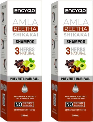 DOOMSDAY ENCYCLO AMLA REETH SHAMPOO FOR CONTROL HAIR FALL & NATURAL HAIR PACK- 200ml x 2(400 ml)