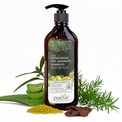 Pureus Herbals Shreekesha Anti Dandruff Shampoo – Natural Hair Growth – Sulfate & Paraben Free(400 ml)