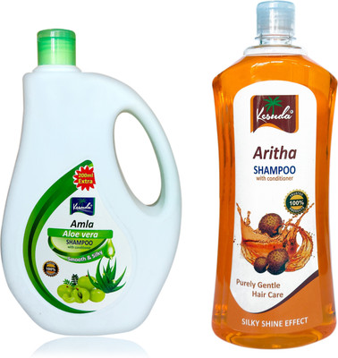 KESUDA smooth and silky Aloevera Amla Shampoo And Aritha Shampoo combo can and Bottol (1L+1L)(2 L)
