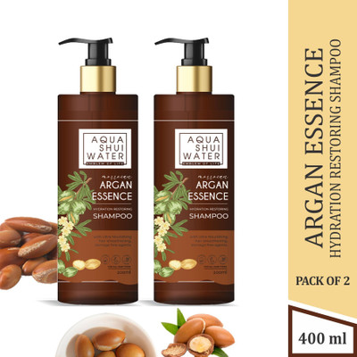 Aqua Shui Water Moroccan Argan Essence Hydration Restoring Shampoo (Pack of 2)(400 ml)