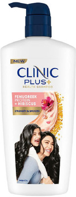 Clinic Plus Strength & Smooth Shampoo, Fenugreek Protein + Hibiscus, 650 ml(650 ml)