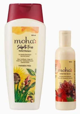 Moha Sulfate-Free Shampoo 200ml & Herbal Hair Serum 100ml - For Coloured & Chemically Treated(300 ml)