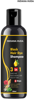 INDIANA HUDA Natural 3-in-1 Herbal Black Hair Shampoo - 100ml for Instant Shine(100 ml)