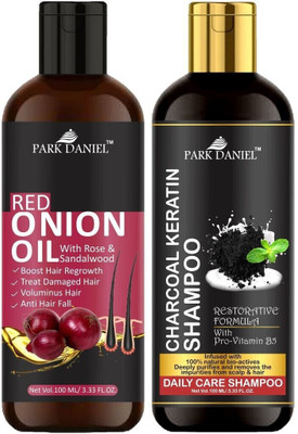 PARK DANIEL Premium Red Onion Oil & Activated Charcoal Shampoo Combo Pack Of 2 bottle of 100 ml(200 ml)(200 ml)