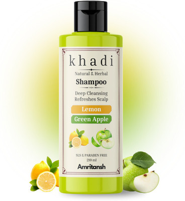 AMRITANSH Khadi Lemon & Green Apple Herbal Shampoo | Deep Cleansing & Shine Boosting(210 ml)