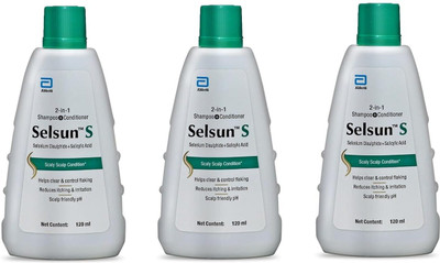 Selsun S 2-in-1 Anti-Dandruff Shampoo + Conditioner 120ml (Pack of 3)(360 ml)