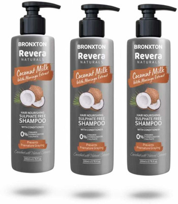 Bronxton Revera coconut milk with moringa extract shampoo 600ml pack of 03(600 ml)