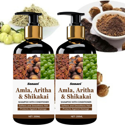 Sonavi Anti-Dandruff Shampoo - Strengthens Hair with Natural Amla,Aritha & Shikakai(400 ml)