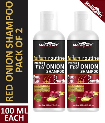 Mensport Premium RED ONION SHAMPOO/CLEANSER-Best For Anti Hair Fall Combo pack of 2 bottles of 100 ml(200 ml)(200 ml)