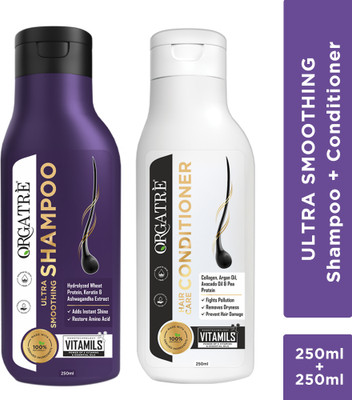 Orgatre Frizz Control Ultra Smoothing Shampoo & Conditioner- Soft & Silky Hair Every Day(500 ml)