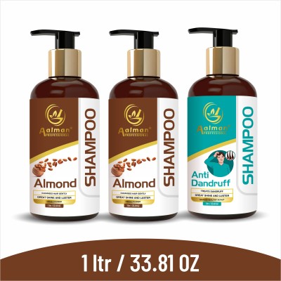 Aalman Professional Almond (2) + Anti Dendruff (1) Shampoo (Comboo-3)(3 L)