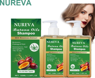 nureva Batana Oil Shampoo Pack of 2 for Softness & Frizz Control(200 ml)