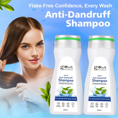 Globus Naturals Anti Dandruff Shampoo, For Dandruff and Itchy Scalp, Set of 2(400 ml)