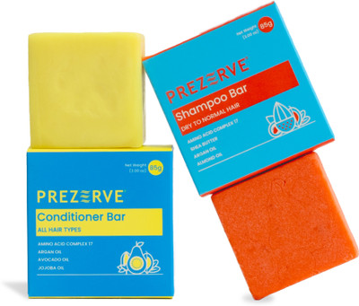 PREZERVE Shampoo & Conditioner Bar Combo, for All Hairs, (Pack 2)(170 ml)