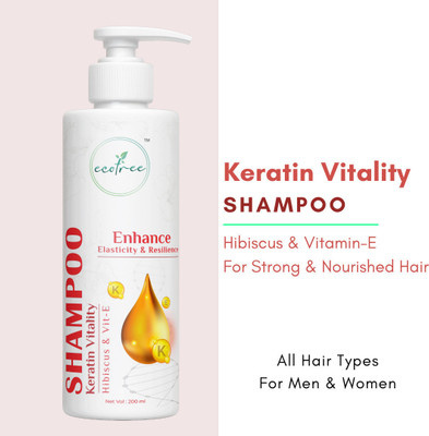 EcoTree Keratin Vitality Shampoo | Paraben-Sulphate Free | Infused with Hibiscus & Vit-E(200 ml)