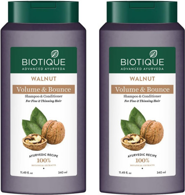 BIOTIQUE Walnut Volume & Bounce Shampoo 340 ML (Pack Of 2)(680 ml)