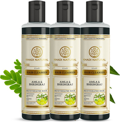 KHADI NATURAL Amla & Bhringraj Cleanser/Shampoo (Pack of 3)(630 ml)