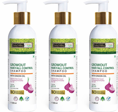 Indus Valley Bio Organic Growout Shampoo(Set of 3) - for hair regrowth and hairfall control(600 ml)