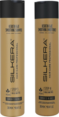 SILKERA Keratin Smoothing Shampoo and Conditioner Combo(600 ml)