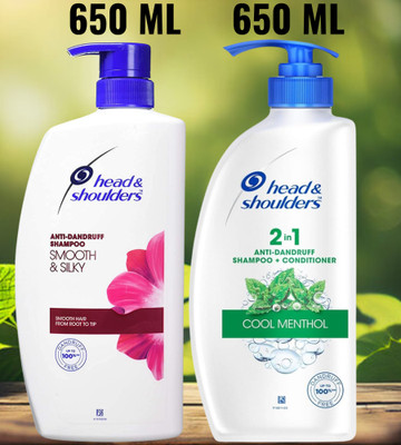 Head and Shoulders Smooth and Silky & Cool Menthol Anti Dandruff Shampoo for Women & Men(1300 ml)