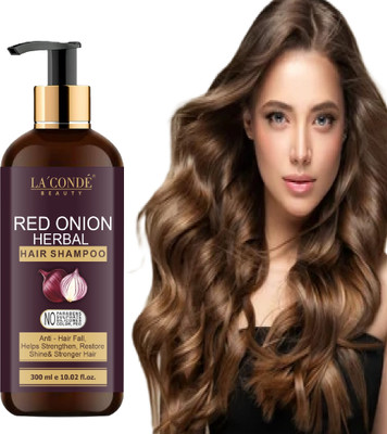 La'Conde Red Onion Shampoo Help to Reduce Fall, Nourish Roots & Restore Shine 300ml Pack1(300 ml)