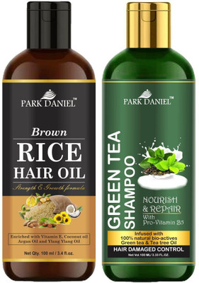 PARK DANIEL Rice Oil & Green Tea Shampoo Combo Pack Of 2 bottle of 100 ml(200 ml)(200 ml)
