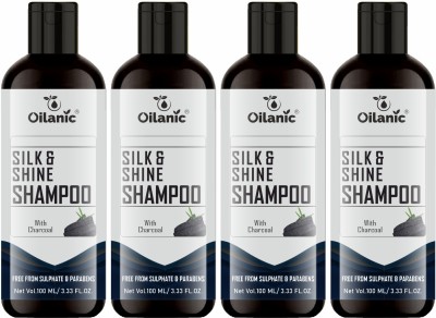 Oilanic Silk & Shine Shampoo ( With Charcoal Extract ) Combo Pack Of 4 ( 400 ml )(400 ml)