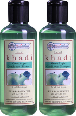 Khadi Rishikesh Herbal Green Apple Pack of 2 Contitioner Shampoo Each -(210 ml)