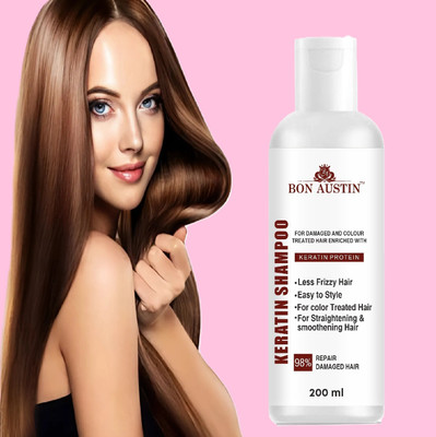 Bon Austin Keratin smooth Shampoo for Dry damaged and Chemically Treated Hair 200ML Pack 1(200 ml)