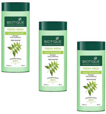 BIOTIQUE Fresh Neem Anti Dandruff Shampoo - 180ml (Pack of 3)(540 ml)