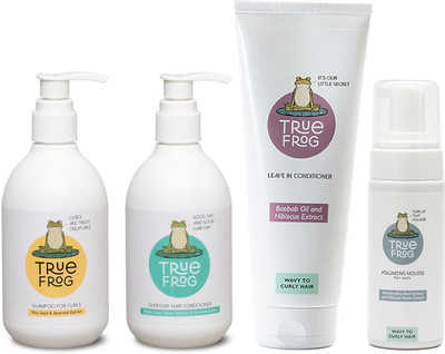 True Frog Shampoo For Curls, Hair Conditioner, Leave in Conditioner & Volumizing Mousse(4 Items in the set)