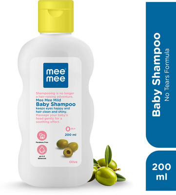 MeeMee Baby Shampoo Olive Extracts, Dermatologist Tested, Hypoallergenic, Tear Free(200 ml)