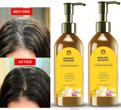 Belliza japanese Hair Dye Shampoo For Quick Gray Root Coverage(600 ml)