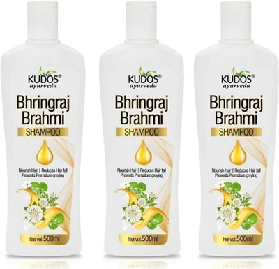 Kudos Ayurveda Bhringraj Brahmi Shampoo 500 ml Pack of 3(1500 ml)