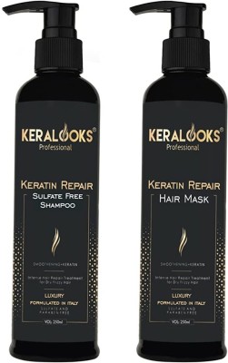 keralooks professional keratin hair repair mask and shampoo combo pack (250ml each)(500 ml)